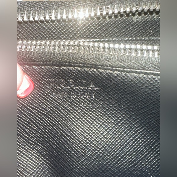 PRADA Black Saffiano Leather
Striped Zip Around Wallet - Picture 2 of 13